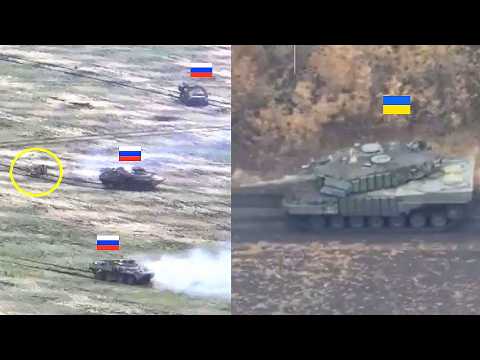 Leopard 2A4 tank faces Russian tanks alone, head-on