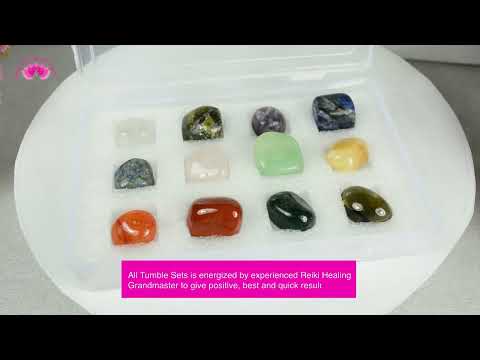 Natural Crystal Tumble Stone Kit, Energized by Reiki Healing Grandmaster