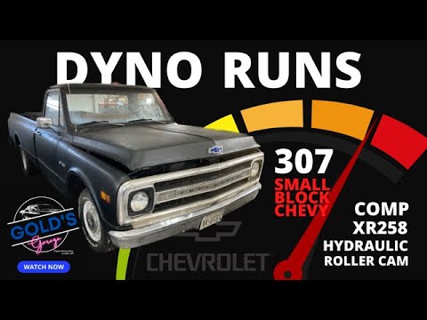 307 SBC Small block Chevrolet with COMP XR258HR Roller Cam on the Dyno. Carburetor test