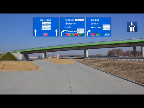Description and travel on the S7 expressway from Lesznowola near Piaseczno to Warsaw