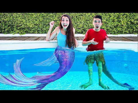 IF WE BECOME SEA MONSTERS IN THE POOL LIKE LUCA IN THE DISNEY MOVIE... WHAT HAPPENS?!