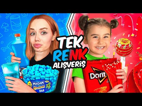 24 SAAT BOYUNCA TEK RENK MARKET ALIŞVERİŞİ CHALLENGE 🌈 @GamzeKarta