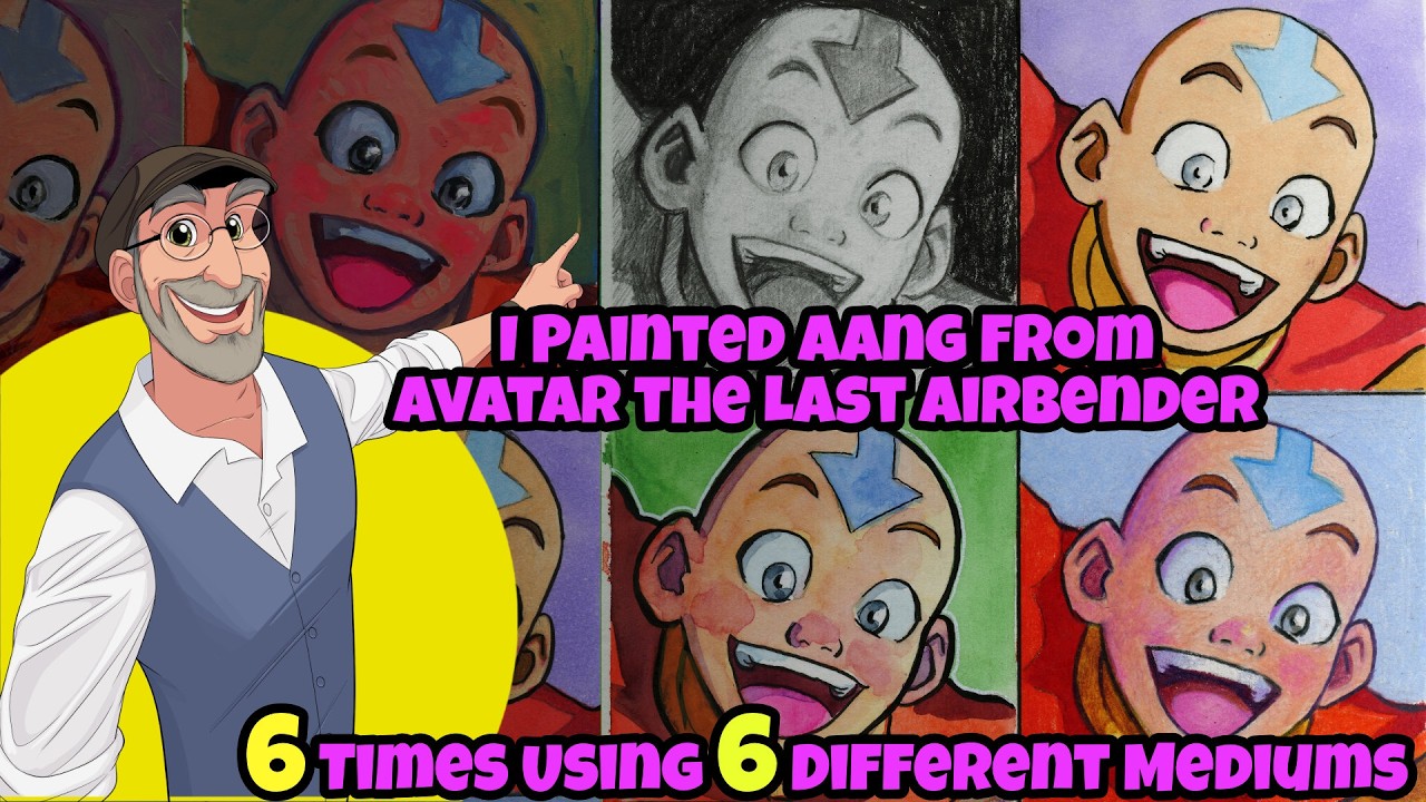 I Painted Aang From Avatar the Last Airbender 6 Times Using 6 Different Mediums!