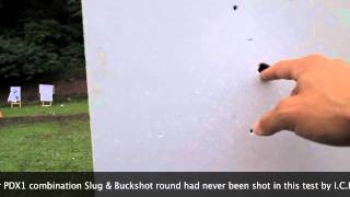 Winchester PDX1 Slug &amp; Buckshot Combo 12 Gauge, Wall Penetration Demo