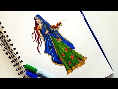 Beautiful Indian Dress Drawing || Bollywood Dress