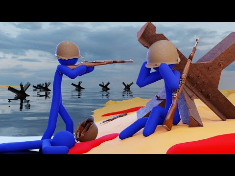 WW2 D-Day Omaha Beach Stickman Animation 3D (Saving Private Ryan remake)