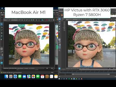 Maya rendering - MacBook Air M1 vs HP Victus Ryzen 7 5800H RTX3060
