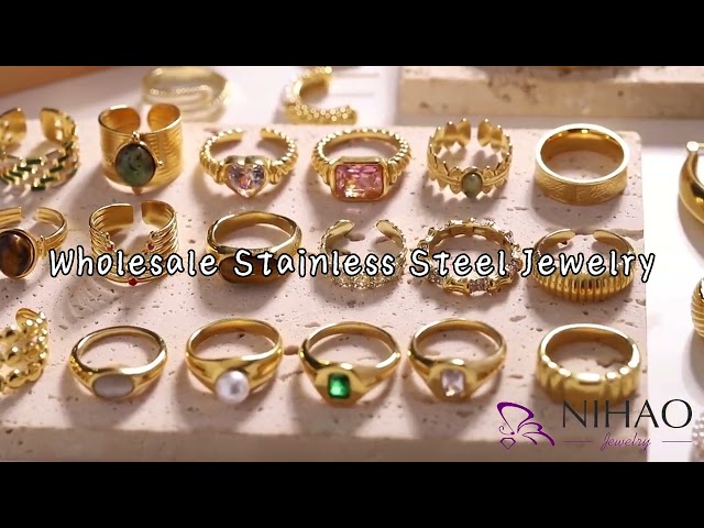Vídeo relacionado con YAHOYA Charm Indian Tribe Chief Finger Rings for Women Party Gift Fashion Stainless Steel Jewelry with Green Nature Stone