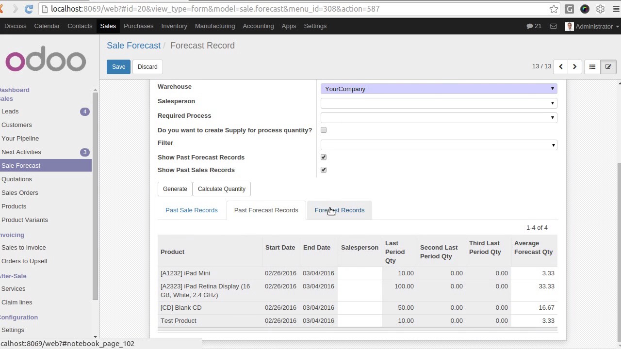Odoo procurement and warehouse management