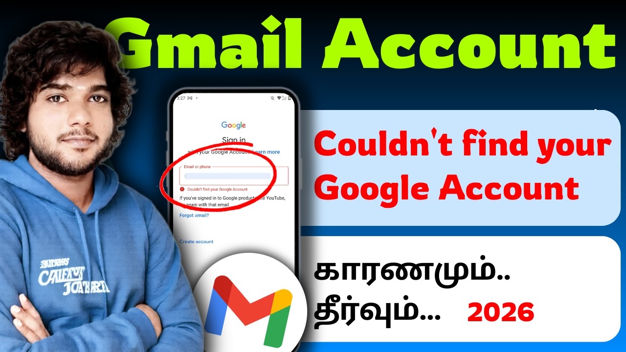 How to Solve Couldn't find your google account in tamil | Couldn't find your google account tamil
