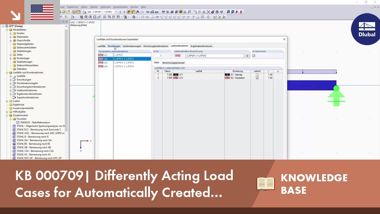 KB 000709 | Differently Acting Load Cases for Automatically Created Combinations