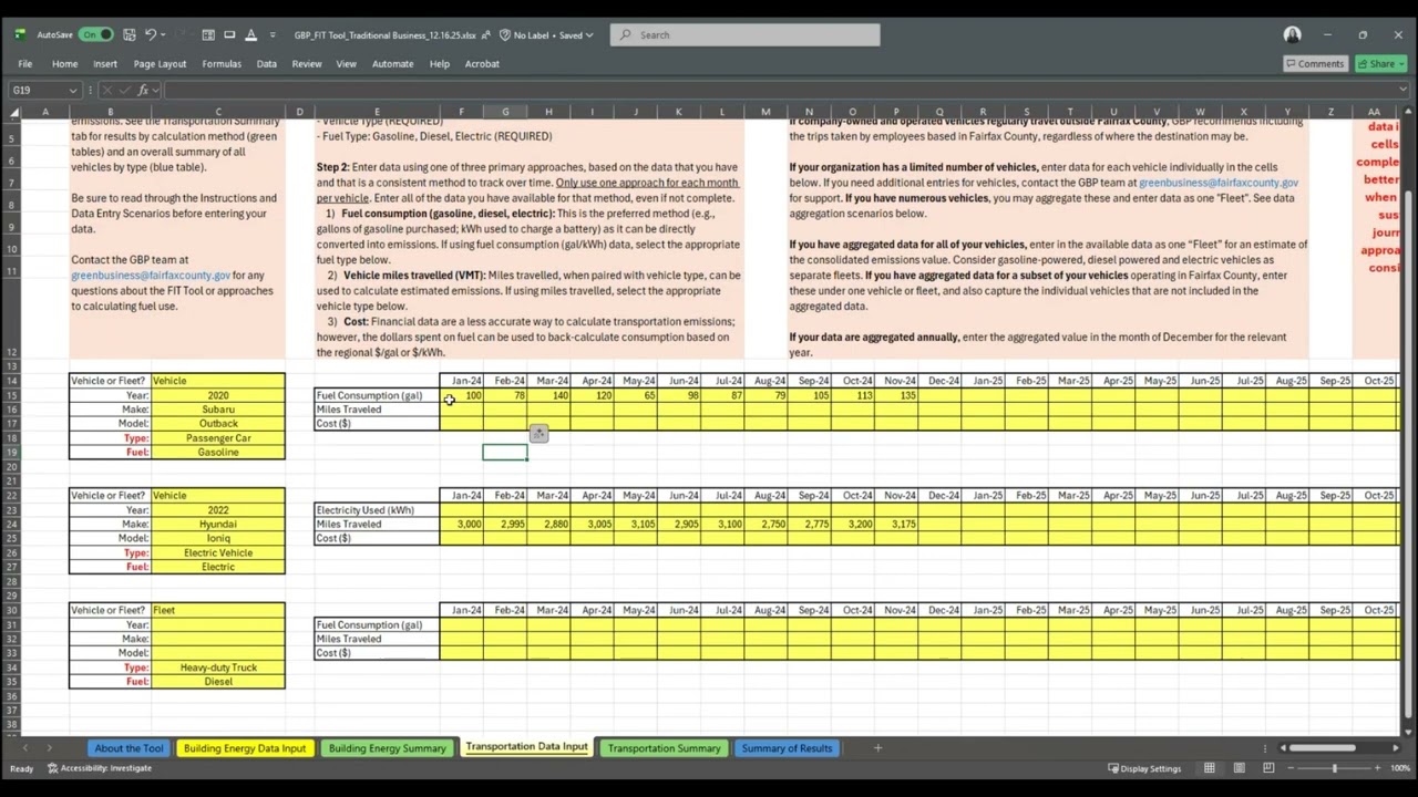 Demo #3: Fuel Use Associated with Transportation for Traditional Businesses