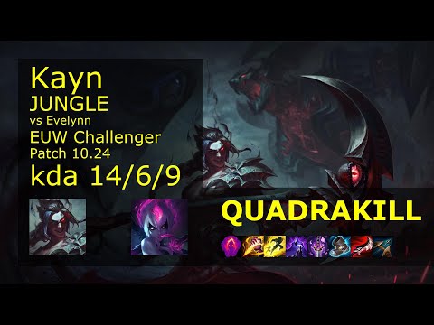 Kayn vs Evelynn Jungle - EUW Challenger 14/6/9 Patch 10.24 Gameplay