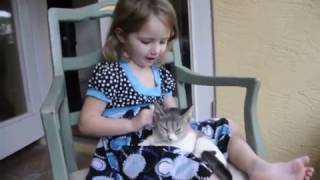 3 year old sings "Rock a Bye Baby" to rescued kitten with birth defects.