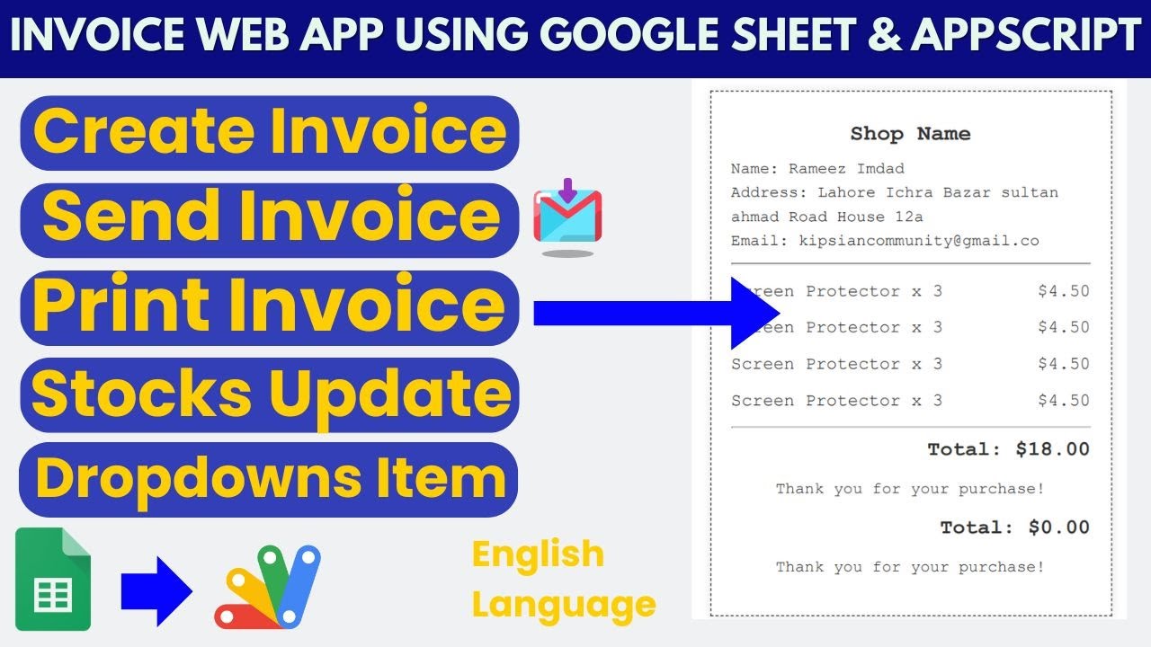 How to Create an Invoice Web App Using Google Sheets and Apps Script | B34
