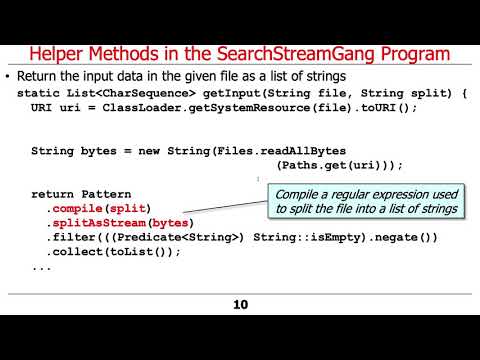 The Java Sequential Searchstreamgang Example Helper Methods