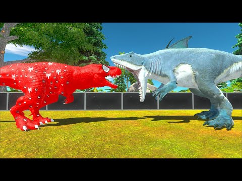 SPIDERMAN T-REX vs HULK GORO vs MUTANT SHARK T-REX DEATH RUN -   Animal Revolt Battle Simulator