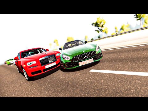 luxury cars highway crashes losing control | beam ng drive insane crashes realistic