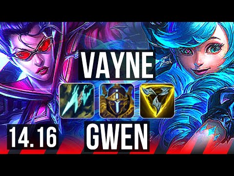 VAYNE vs GWEN (TOP) | 12/2/7, 1200+ games, Dominating | EUW Grandmaster | 14.16