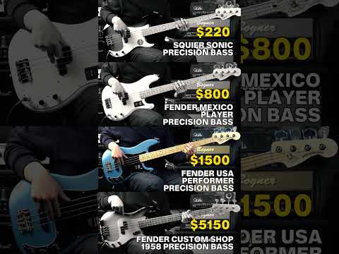 Squier Sonic P-Bass VS Fender Mexico Player VS Fender USA Performer VS Fender Custom Shop 1958 Demo