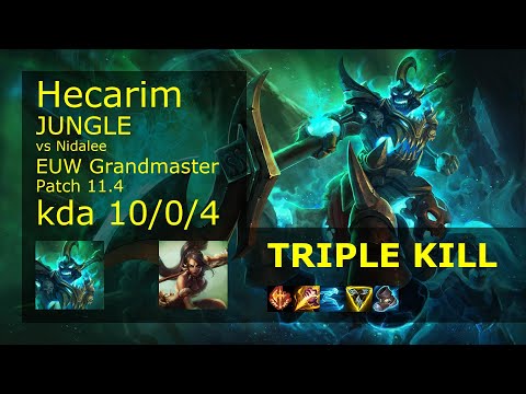 Hecarim vs Nidalee Jungle - EUW Grandmaster 10/0/4 Patch 11.4 Gameplay