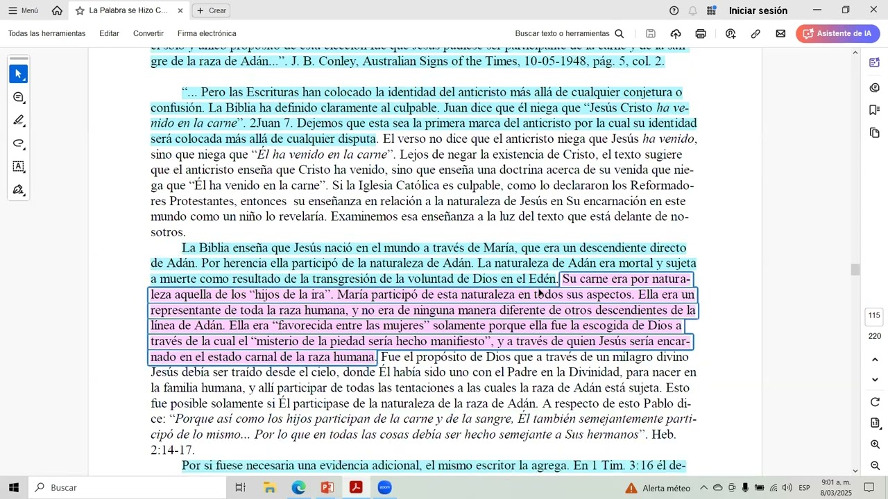 "Escuela Sabática. "EPOCA CLARA RESPECTO A LA NATURALEZA CAIDA QUE TOMÓ CRISTO.1852-1952. Argenis C.