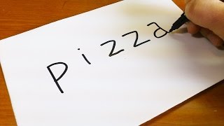How to turn words PIZZA into a Cartoon -  Let's Learn drawing art on paper for kids