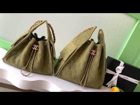 Chanel 25K Vintage Gold Button Drawstring Bucket Bag AS5311