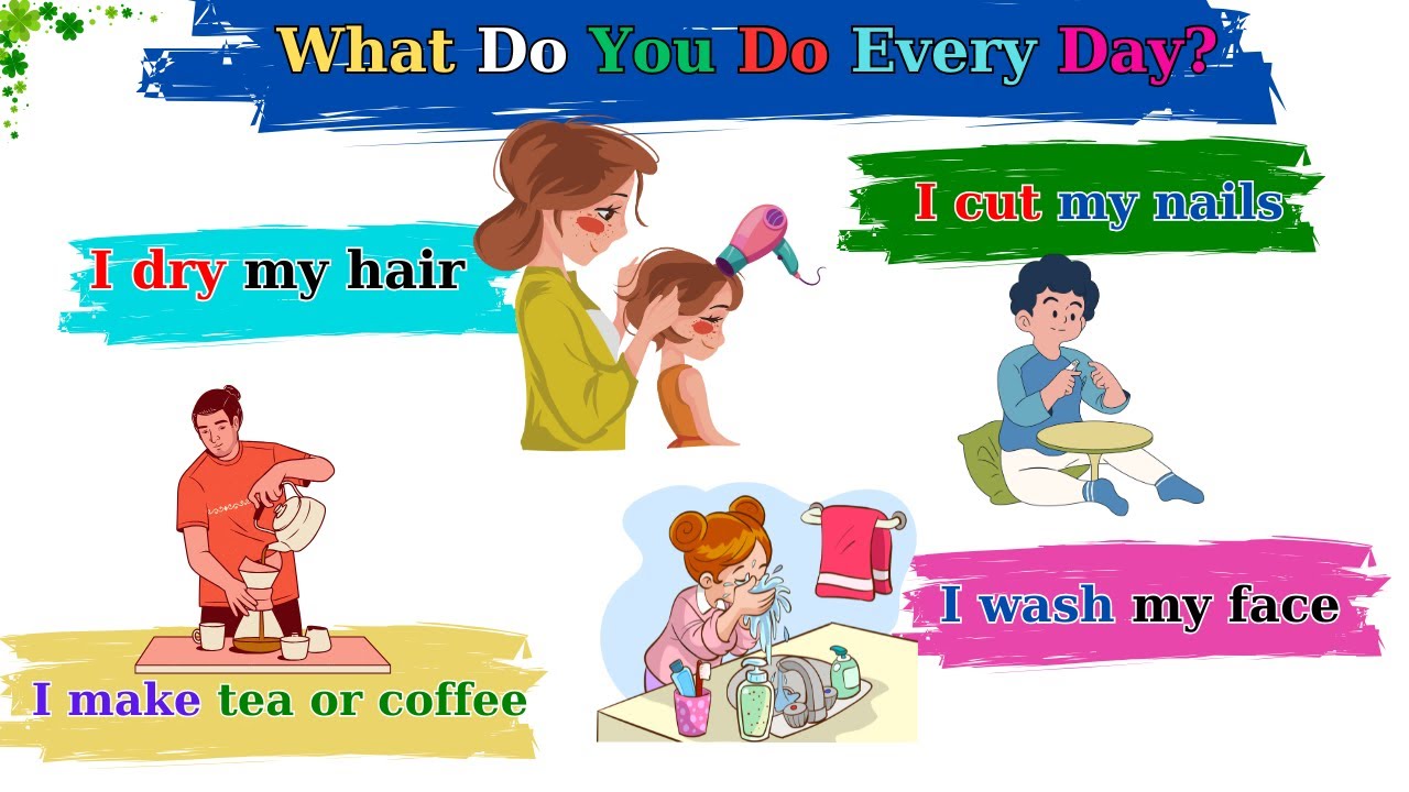 English For Kids | What Do You Do Every Day? | Daily Routine | Useful Sentences with pictures |