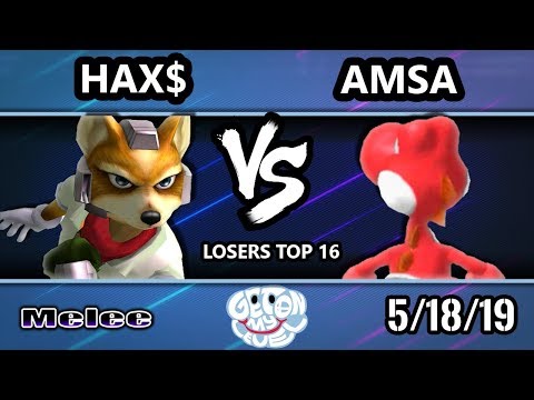 GOML 2019 SSBM - VGBC | aMSa (Yoshi) Vs. Hax$ (Fox) Smash Melee Tournament Losers Top 16