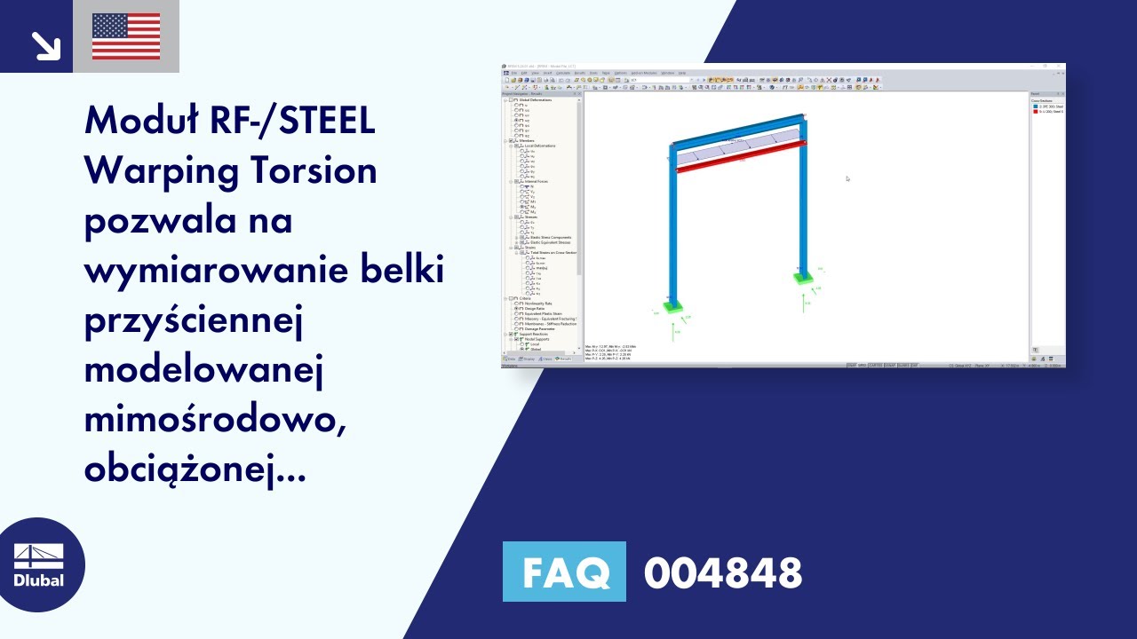 [EN] FAQs 004848 | Projektuję mimośrodowo zamodelowaną belkę ścienną w RF-/STEEL Warping Torsion ...