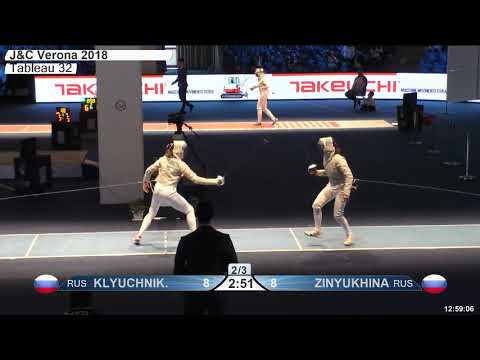 FE T32 02 F S Cadet Individual Verona ITA World Championships BLUE ZINYUKHINA RUS vs KLYUCHNIKOVA RU