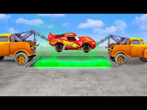 TUG of WAR with PORTAL TRAPS & PIXAR CARS - BeamNG Drive