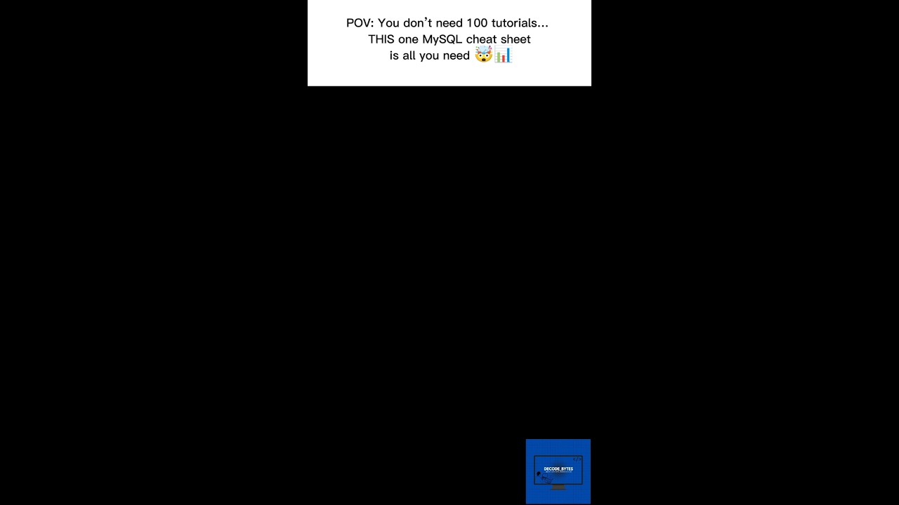 ⚡ MASTER MYSQL IN MINUTES… THIS CHEAT SHEET HAS IT ALL 🤯🔥 #mysql #shorts #viral