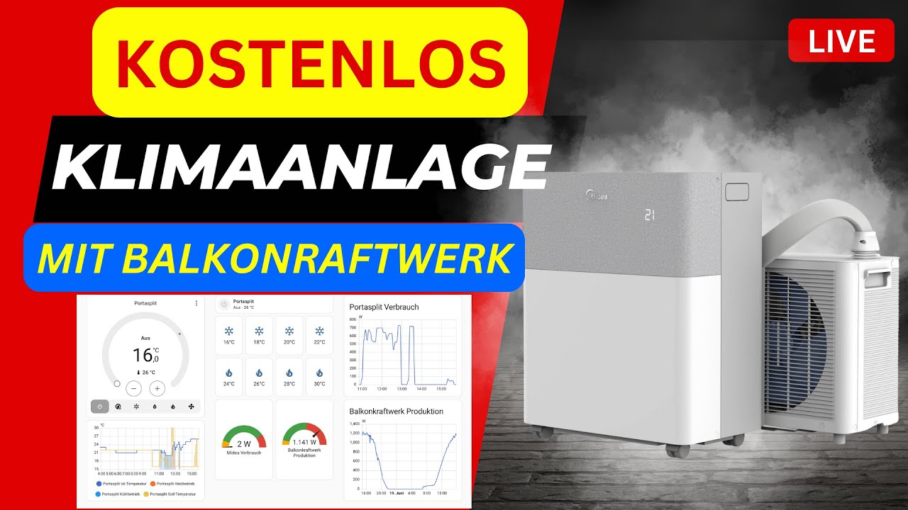 Kostenlos Klimaanlage mit Homeassistant und Balkonkraftwerk laufen lassen / Livestream