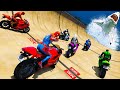 Spiderman and Friends Superheroes - Cars and Motorcycles Ragdoll with Hungry Sharks Over Sea