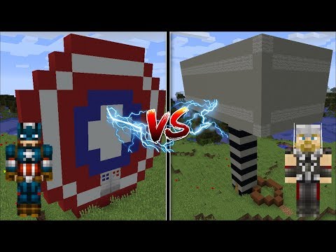 MC Naveed - Minecraft - Minecraft CAPTAIN AMERICA SHIELD HOUSE VS THOR HAMMER HOUSE / Minecraft Mods