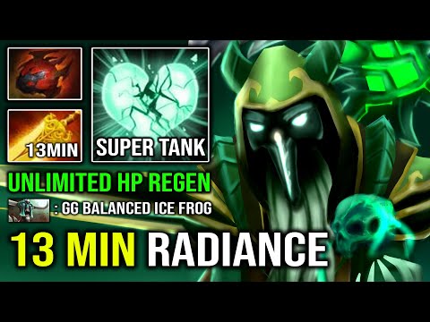 WTF 13Min Radiance Super Tank Necrophos Offlane with Unlimited HP Regen EPIC Dota 2