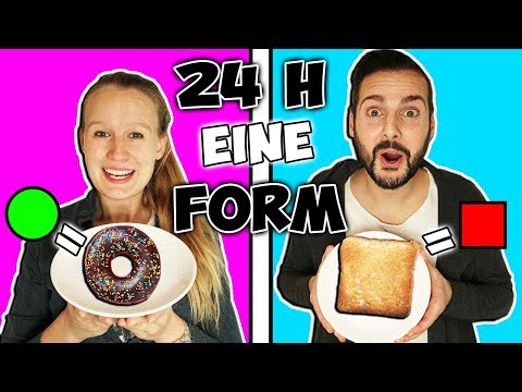 24 STUNDEN NUR EINE FORM ESSEN *Challenge* Kaan & Kathi dürfen nur Viereckige und runde Dinge essen!