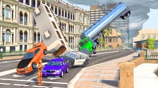 Beamng drive - 300mph+ Strong Wind Hurricane car Crashes Flying