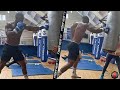 ANTHONY JOSHUA ROCKING THE HEAVY BAG WITH POWER PUNCHES; BACK IN TRAINING FOR RING RETURN