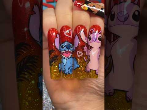 LILO AND STITCH nail art! 🌴✨💅🏻 #shorts #nailart #naildesign #liloandstitch#nailartist#nailvideos