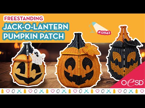 Freestanding Jack O' Lantern Pumpkins - Halloween Machine Embroidery