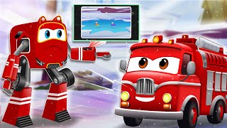 Supercar Rikki and Flurry The Fire Truck On an Epic Ice Rescue Mission!