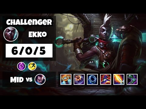 Ekko vs Yasuo KOREAN Challenger MID (6/0/5) - v11.14