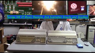 Commodore Amiga 500 of blown RGB resistor + Australian Snacks and goodies!
