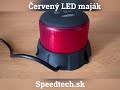 Červený LED maják 12/24V - 48x 1W LED / na pevnú montáž / čierny hliníkový obal / ECE R65 (ø124 x 89mm) - Video Youtube
