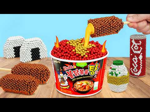 Magnet Food Adventure| Convenience Food: Ramen, Rice Ball, hotdog, sandwich,...Stop Motion Challenge