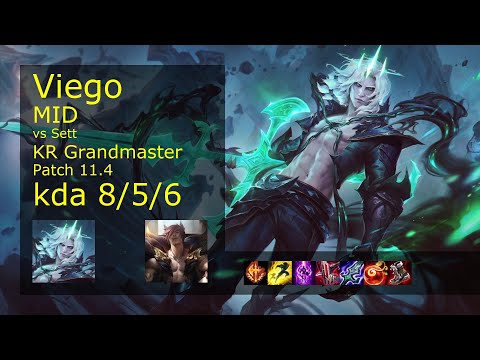 Viego vs Sett Mid - KR Grandmaster 8/5/6 Patch 11.4 Gameplay // [롤] 비에고 vs 세트 미드