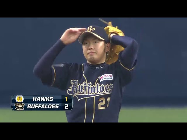 6回表 バファローズ・西 パ・リーグ月間最高防御率ならず!! ホークス・中村にタイムリー!! 2014/4/29 Bs-H